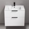 White Bathroom Vanity, Wall Mounted, Modern, 28